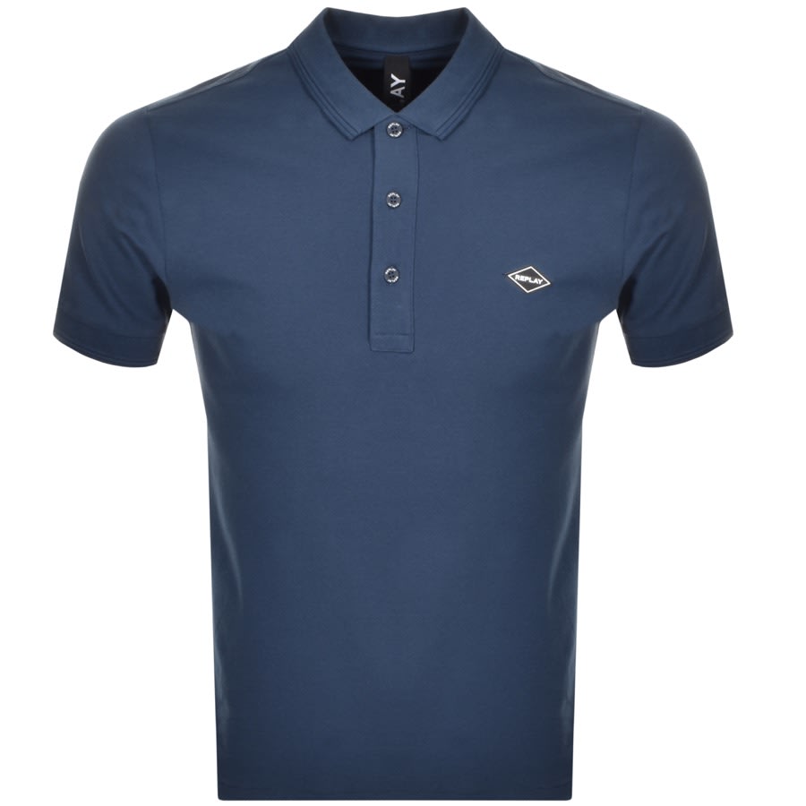 Alternative Image for ProductReplay Short Sleeved Logo Polo T Shirt Navy1